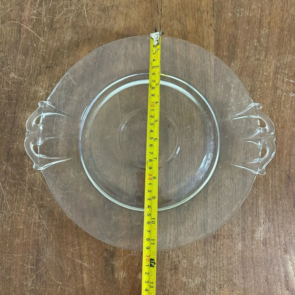 Antique Depression Glass Serving Plate‎ Tray Dish tear drop art decor handles